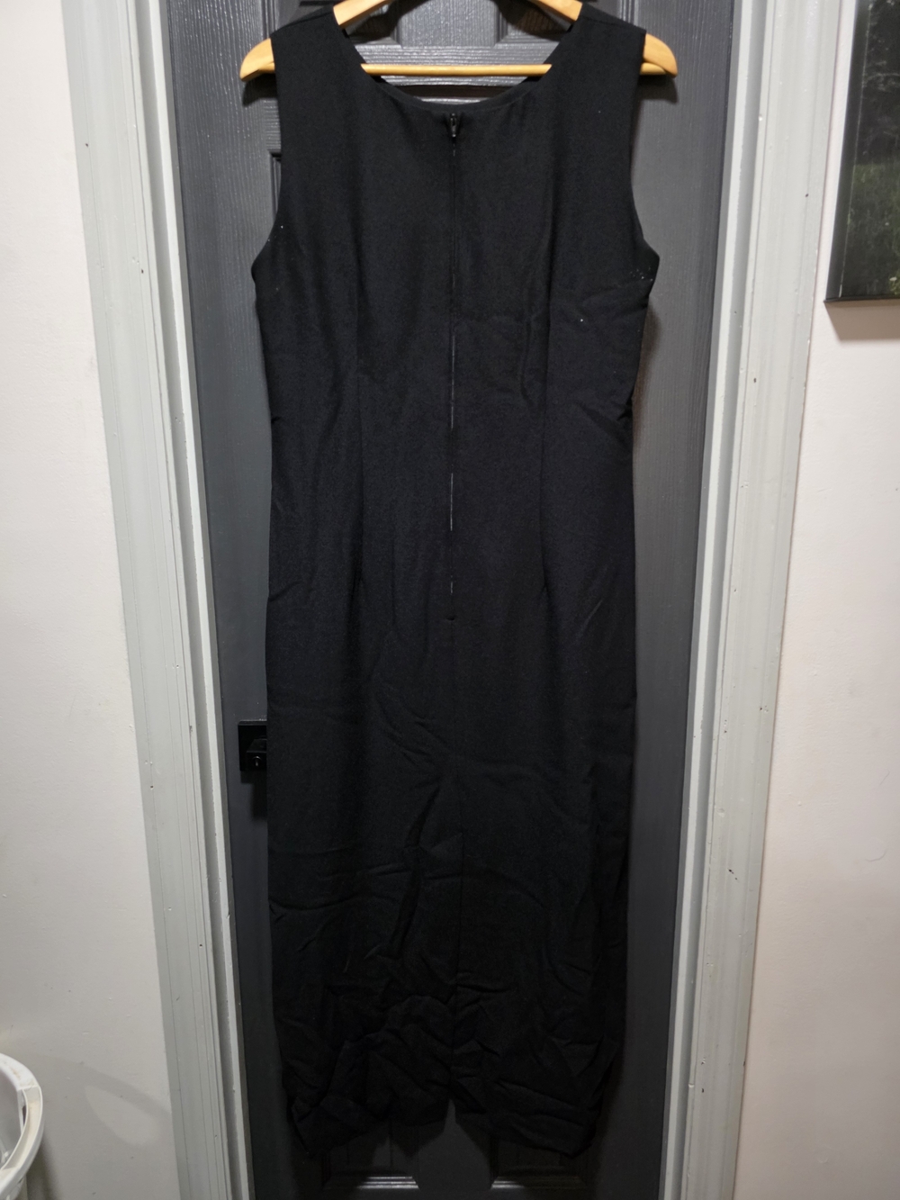 Leslie Fay Black Maxi Dress with Hot Pink Rose Print Jacket - Picture 3 of 6